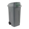 Bidone carrellato 100 litri Push grigio con sportello basculante verde per raccolta differenziata Mobil Plastic