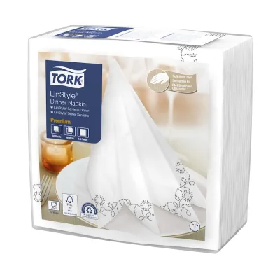 Tovaglioli airlaid Tork Linstyle bianchi flor 39x39 - 50 pz