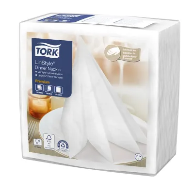 Tovaglioli airlaid Tork Linstyle bianchi 39x39 - 50 pz