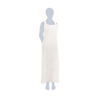 Grembiuli monouso in polietilene bianco extra lunghi impermeabili con pettorina 140x70 cm Defender 20 Walking - 50 pz