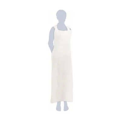 Grembiuli monouso in polietilene bianco extra lunghi impermeabili con pettorina 140x70 cm Defender 20 Walking - 50 pz