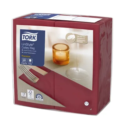 Tovaglioli portaposate Tork Linstyle bordeaux - 50 pz
