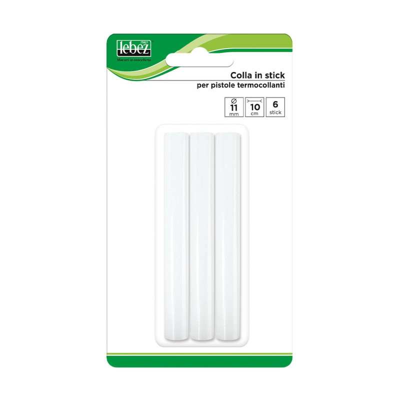 Stick di colla per pistola termocollante Ø 11 mm lunghi 10 cm Lebez - 6 pz