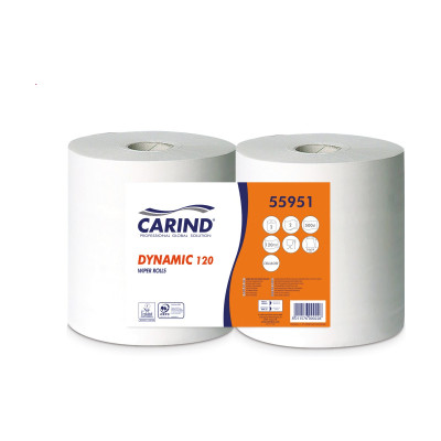 Bobine asciugatutto Carind Dynamic 120 bianche 2 veli 120 m 500 strappi - 2 rotoli