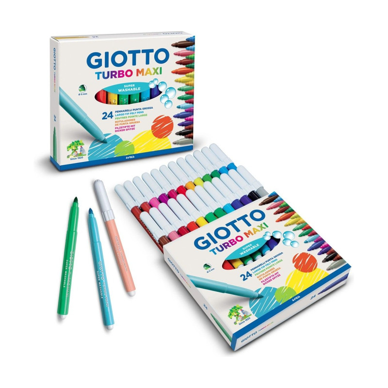 Pennarelli Giotto Turbo Maxi punta 5 mm lavabili - astuccio 24 colori