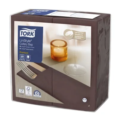 Tovaglioli portaposate Tork Linstyle marrone - 50 pz