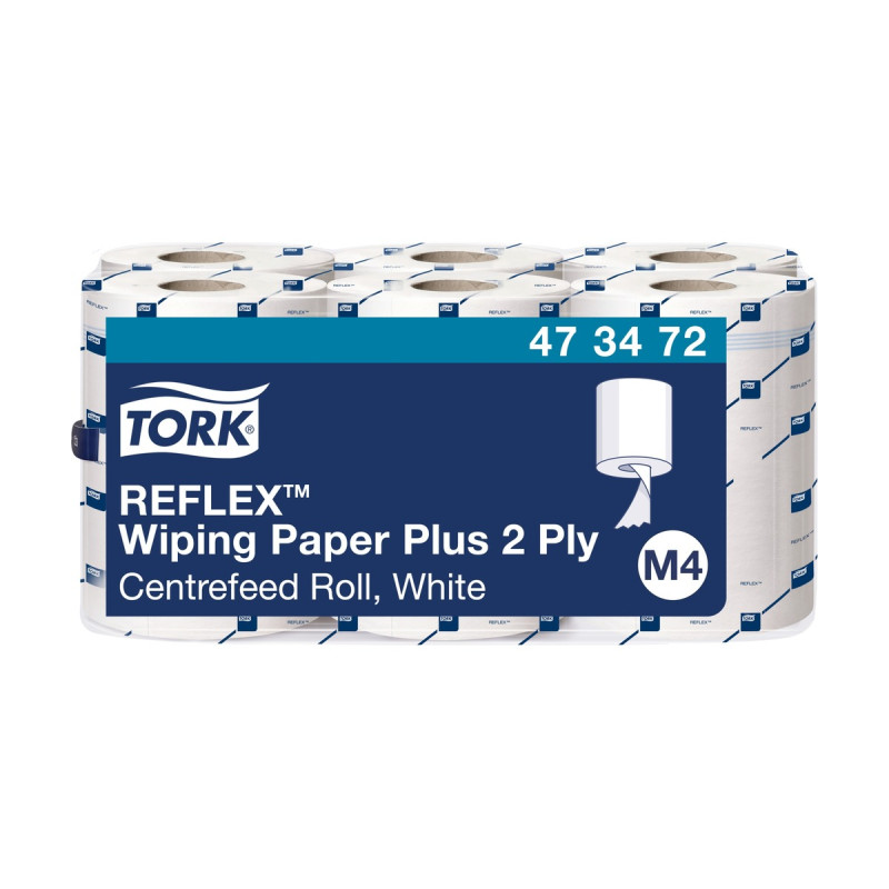 Carta asciugatutto a estrazione centrale Tork Reflex Plus M4 bianca 2 veli 150 m - cartone 6 rotoli