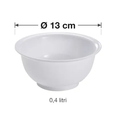 Bol ciotola in polipropilene bianco Ø 13 cm 0,4 litri per cucina e pasticceria Mobil Plastic