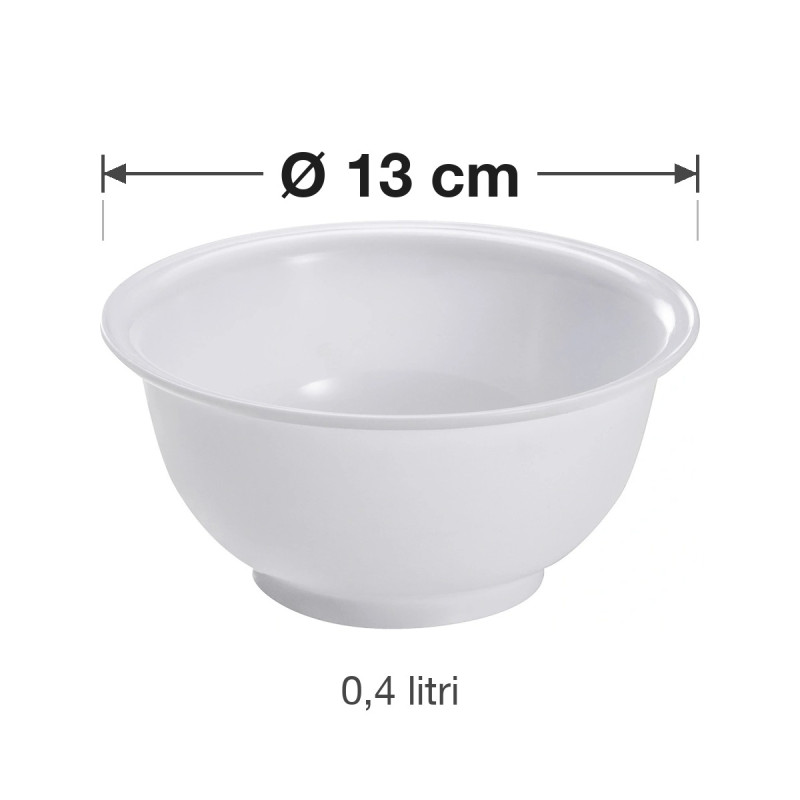 Bol ciotola in polipropilene bianco Ø 13 cm 0,4 litri per cucina e pasticceria Mobil Plastic