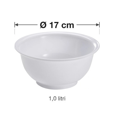 Bol ciotola in polipropilene bianco Ø 17 cm 1,0 litri per cucina e pasticceria Mobil Plastic