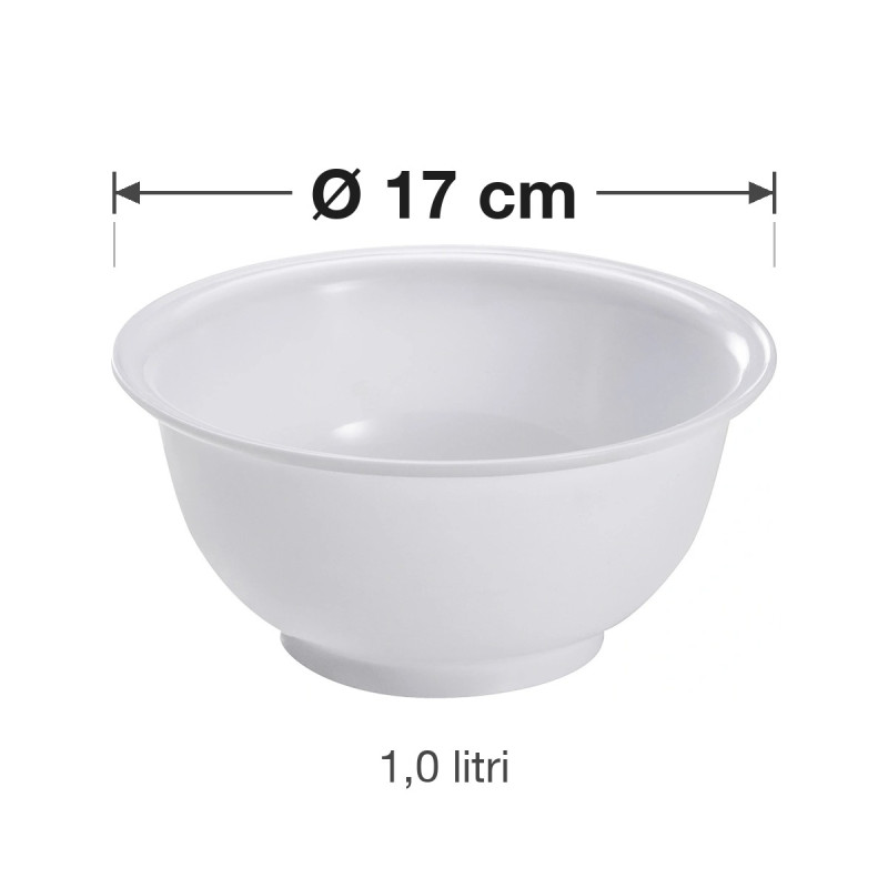 Bol ciotola in polipropilene bianco Ø 17 cm 1,0 litri per cucina e pasticceria Mobil Plastic