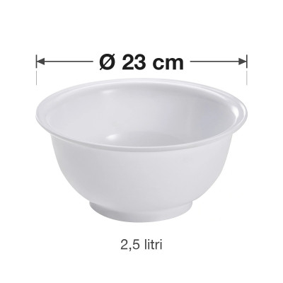 Bol ciotola in polipropilene bianco Ø 23 cm 2,5 litri per cucina e pasticceria Mobil Plastic