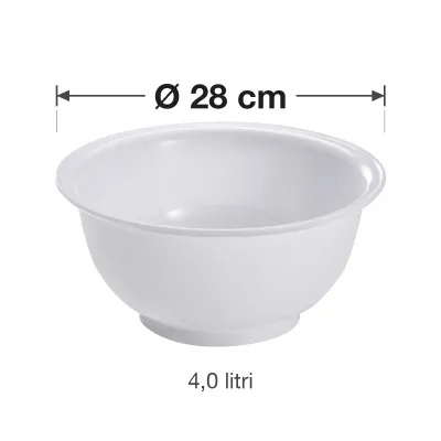 Bol ciotola in polipropilene bianco Ø 28 cm 4,0 litri per cucina e pasticceria Mobil Plastic