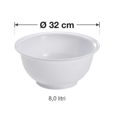Bol ciotola in polipropilene bianco Ø 32 cm 8,0 litri per cucina e pasticceria Mobil Plastic