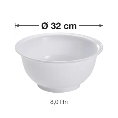 Bol ciotola in polipropilene bianco Ø 32 cm 8,0 litri per cucina e pasticceria Mobil Plastic