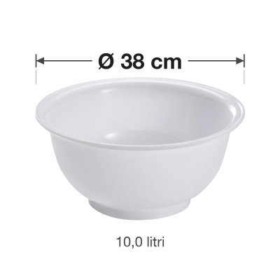 Bol ciotola in polipropilene bianco Ø 38 cm 10,0 litri per cucina e pasticceria Mobil Plastic