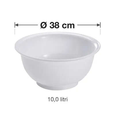 Bol ciotola in polipropilene bianco Ø 38 cm 10,0 litri per cucina e pasticceria Mobil Plastic