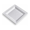 Vassoi quadrati compostabili in polpa di cellulosa 15x15 cm bianchi per finger food e catering Usobio - 50 pz
