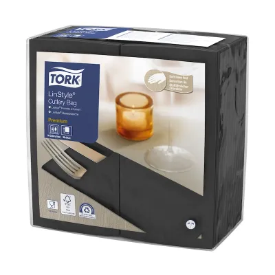 Tovaglioli portaposate Tork Linstyle neri - 50 pz