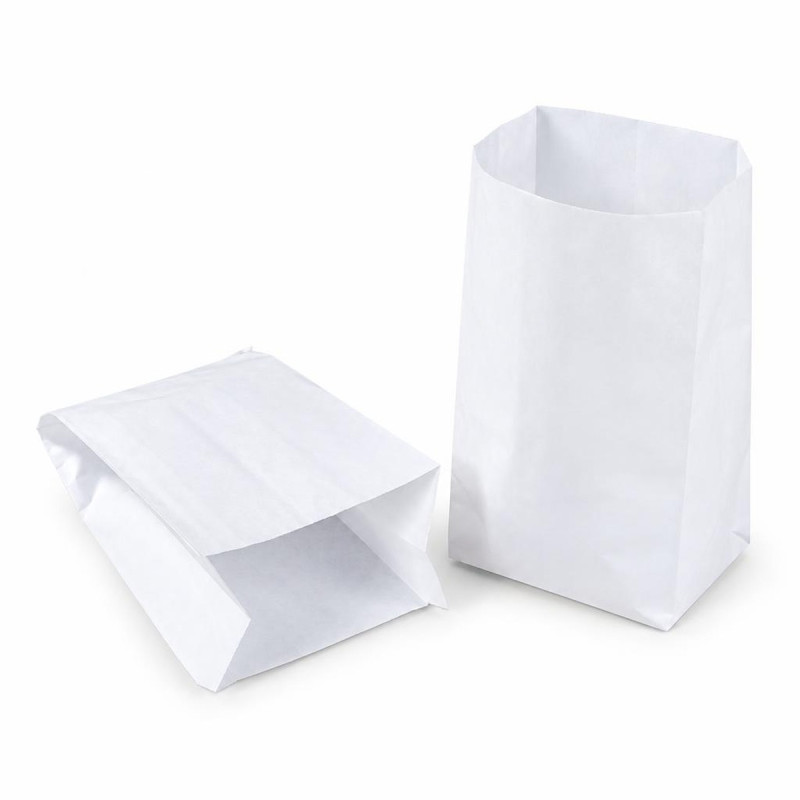 Sacchetti in carta kraft bianca per alimenti 10x20 cm con soffietto 45 g/m² per pane e pasticceria La Carta è - 10 kg