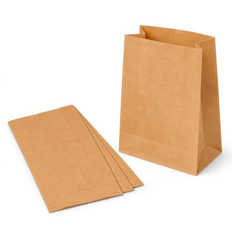 Sacchetti in carta sealing millerighe avana 12x24 cm con soffietto 40 g/m² per pane e alimenti La Carta è - 10 kg