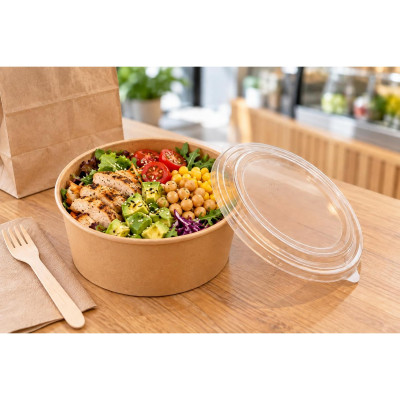 Insalatiere da asporto in cartoncino kraft 1300 ml Ø 18,7 cm Usobio - 50 pz