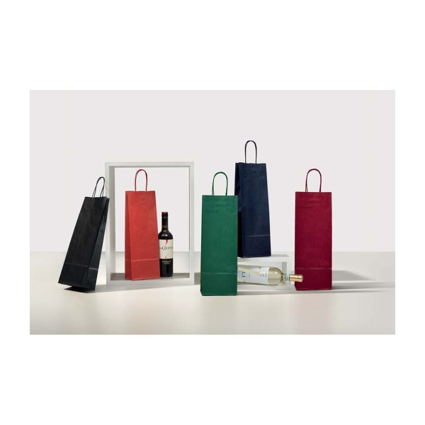 Busta portabottiglie in carta sealing colorata con maniglie ritorte 14+8,5x39,5 cm Carpad