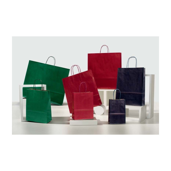 Shopper regalo in carta sealing blu notte o bordeaux con maniglie ritorte, varie misure Carpad