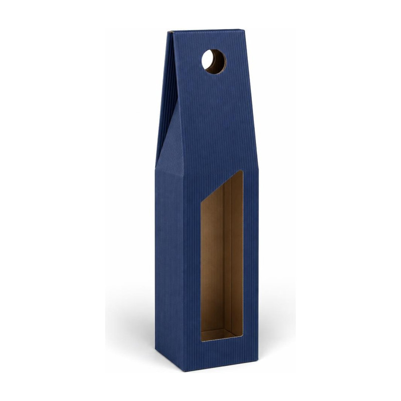 Scatola porta bottiglie in cartoncino 1 posto cannetè blu con finestra FAG