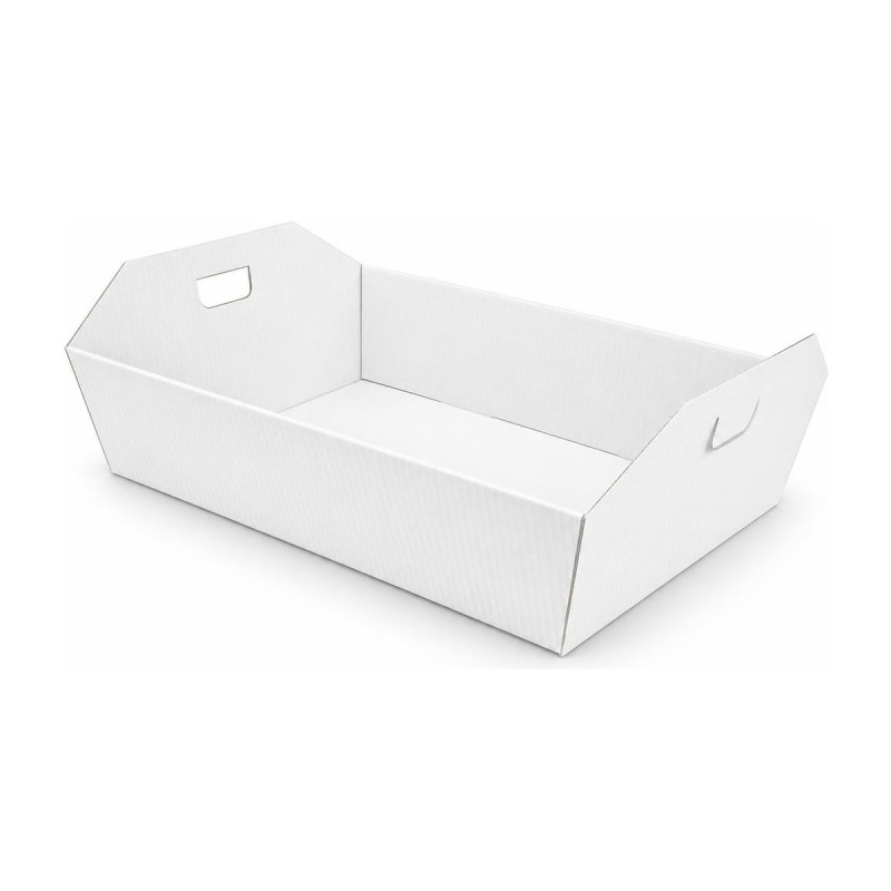 Vassoio cesto per confezioni regalo grande in cartone bianco con maniglie 43x32x12 cm portata 12 kg FAG