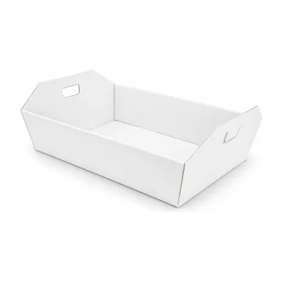 Vassoio cesto per confezioni regalo medio in cartone bianco con maniglie 34x29x10 cm portata 10 kg FAG