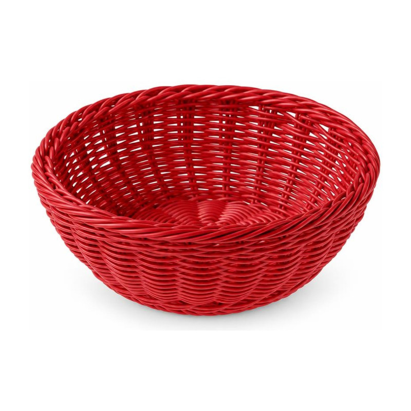 Cestino per pane tondo Vogue in polipropilene effetto vimini rosso Ø 20 cm lavabile Leone