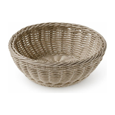 Cestino per pane tondo Vogue in polipropilene effetto vimini tortora Ø 20 cm lavabile Leone
