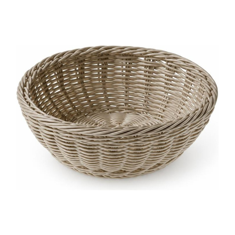 Cestino per pane tondo Vogue in polipropilene effetto vimini tortora Ø 20 cm lavabile Leone