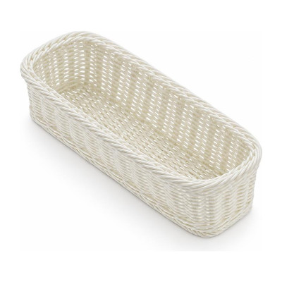 Cestino portaposate rettangolare in polipropilene effetto vimini bianco 28x11x7 cm lavabile Leone