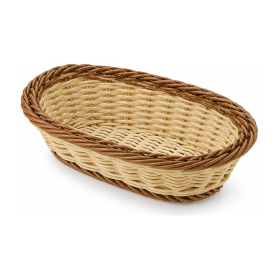 Cestino per pane ovale Prestige bicolore in polipropilene effetto vimini 24x16,5 cm lavabile Leone