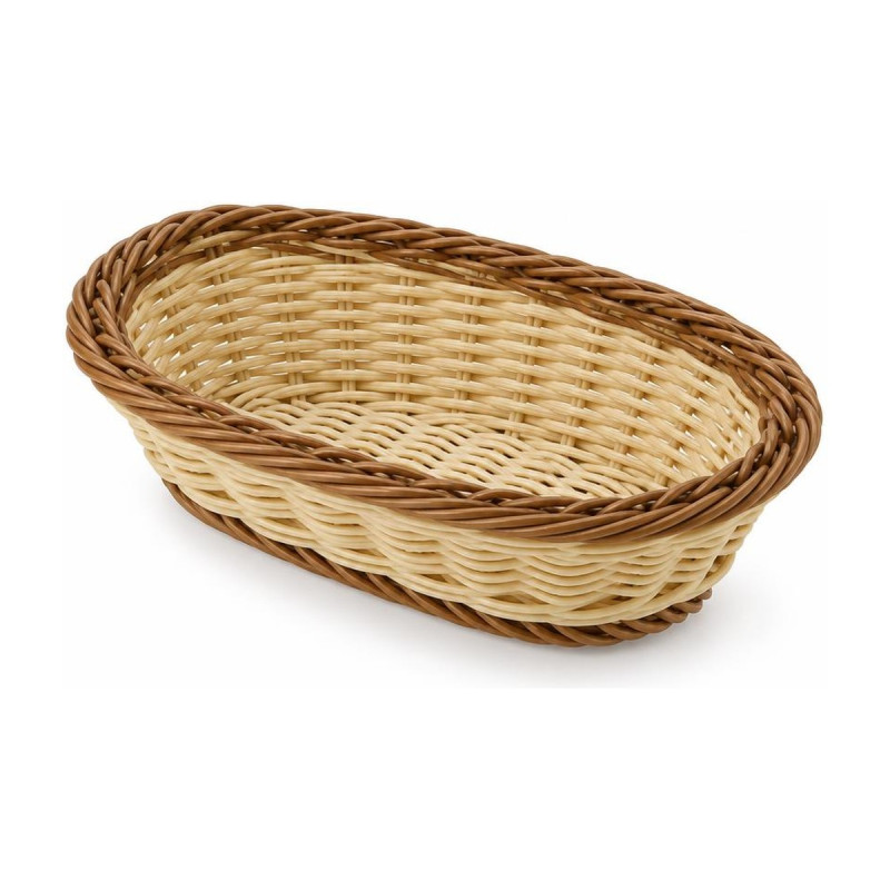 Cestino per pane ovale Prestige bicolore in polipropilene effetto vimini 24x16,5 cm lavabile Leone