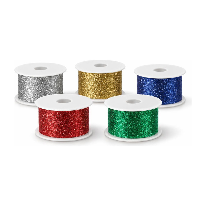 Nastro glitterato Polvere di Stelle per pacchi regalo 10 mm x 5 m rocchetto colori assortiti Brizzolari