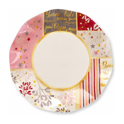 Piatti di carta natalizi Rose Gold Christmas 21 cm - 8 pz