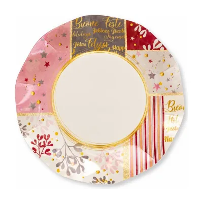 Piatti di carta natalizi Rose Gold Christmas 21 cm - 8 pz