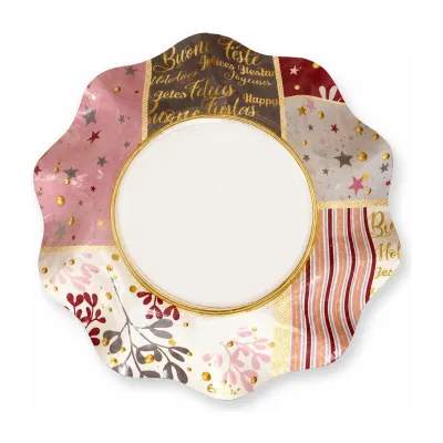 Piatti fondi di carta natalizi Rose Gold Christmas 24 cm - 8 pz