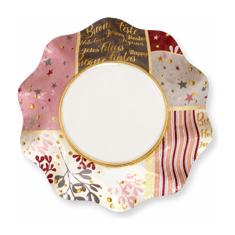 Piatti fondi di carta natalizi Rose Gold Christmas 24 cm - 8 pz