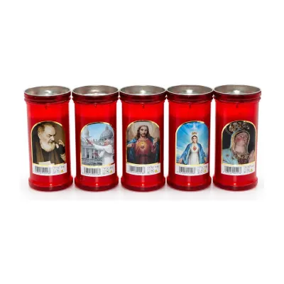 Lumini votivi rossi per cimitero T16 durata 2 giorni h 14 cm Ø 6,5 cm - 20 pz