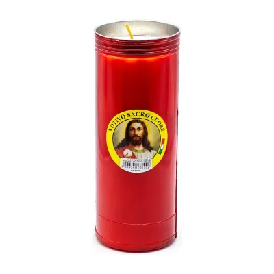 Lumini votivi rossi per cimitero T100 durata 7 giorni h 23 cm Ø 8 cm - 12 pz