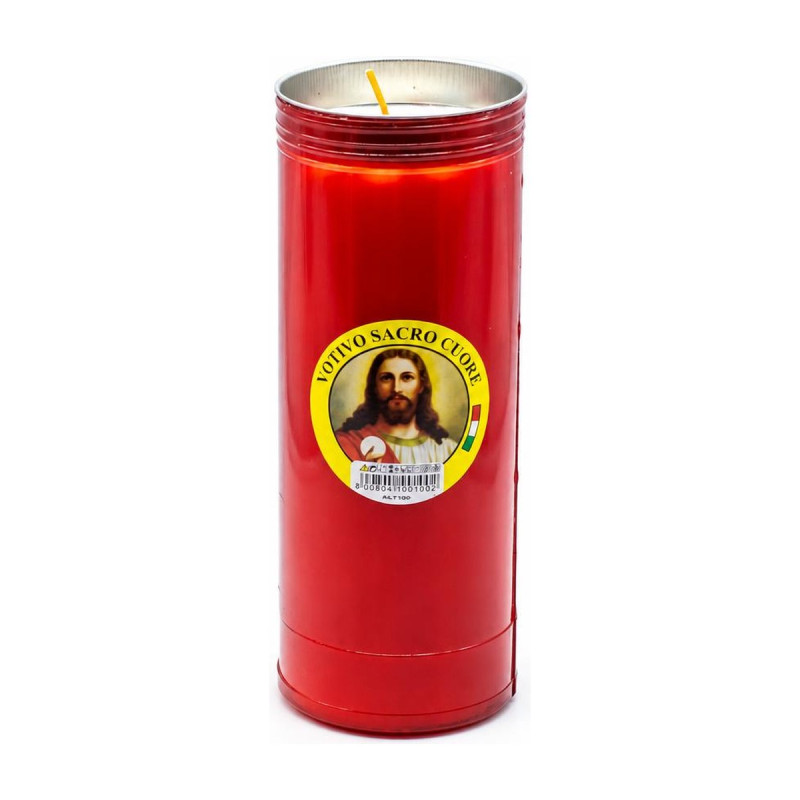 Lumini votivi rossi per cimitero T100 durata 7 giorni h 23 cm Ø 8 cm - 12 pz