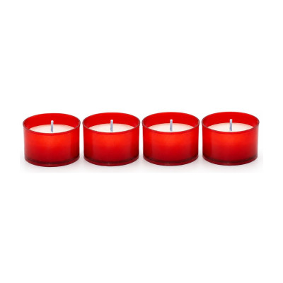 Lumini rossi B10 in bicchierino di plastica h 5 cm Ø 3,5 cm per cimitero e casa - 4 pz
