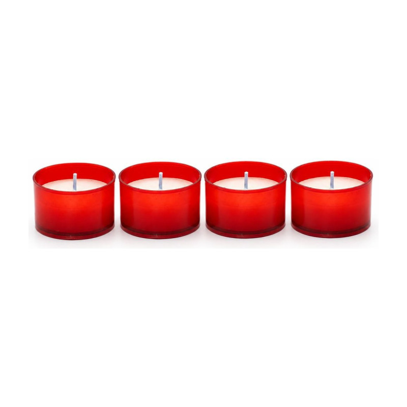 Lumini rossi B10 in bicchierino di plastica h 5 cm Ø 3,5 cm per cimitero e casa - 4 pz