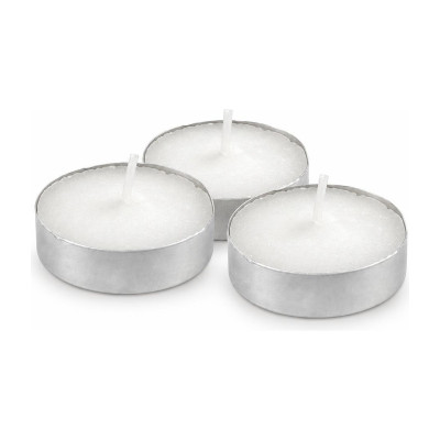 Candele tealight scaldavivande bianche in coppetta di alluminio Ø 3,5 cm durata 4 ore Leone - 100 pz