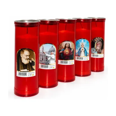 Lumini votivi rossi per cimitero T21 durata 4 giorni h 19 cm Ø 7 cm - 20 pz