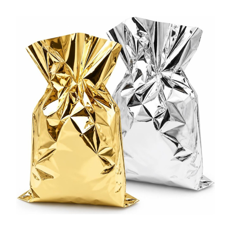Sacchetti regalo metallizzati lucidi oro e argento in polipropilene varie misure Italpak